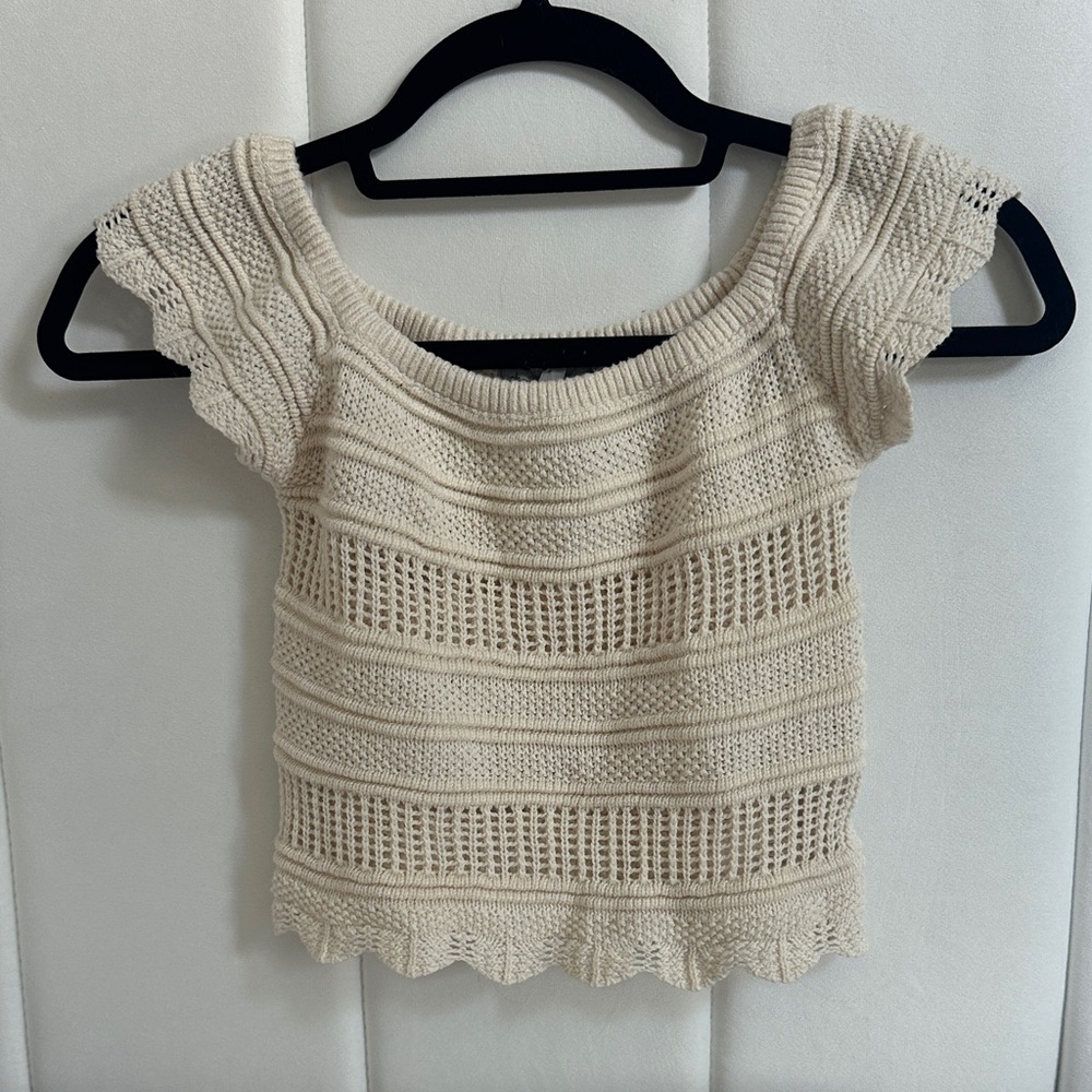 Charlotte Russe Cream Knit Crop Top